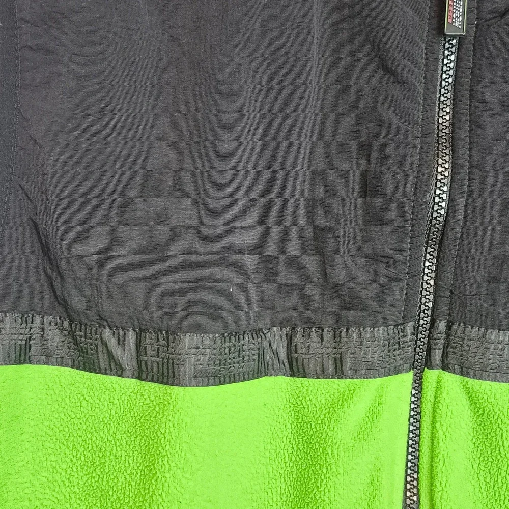 Competition Tech Mens Fleece Vest Neon Green Black Colorblock Full Zip Large